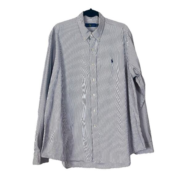 Ralph Lauren Men’s Shirt Collared Button Down Point Collar Black Stripe Size XXL - Picture 2 of 11